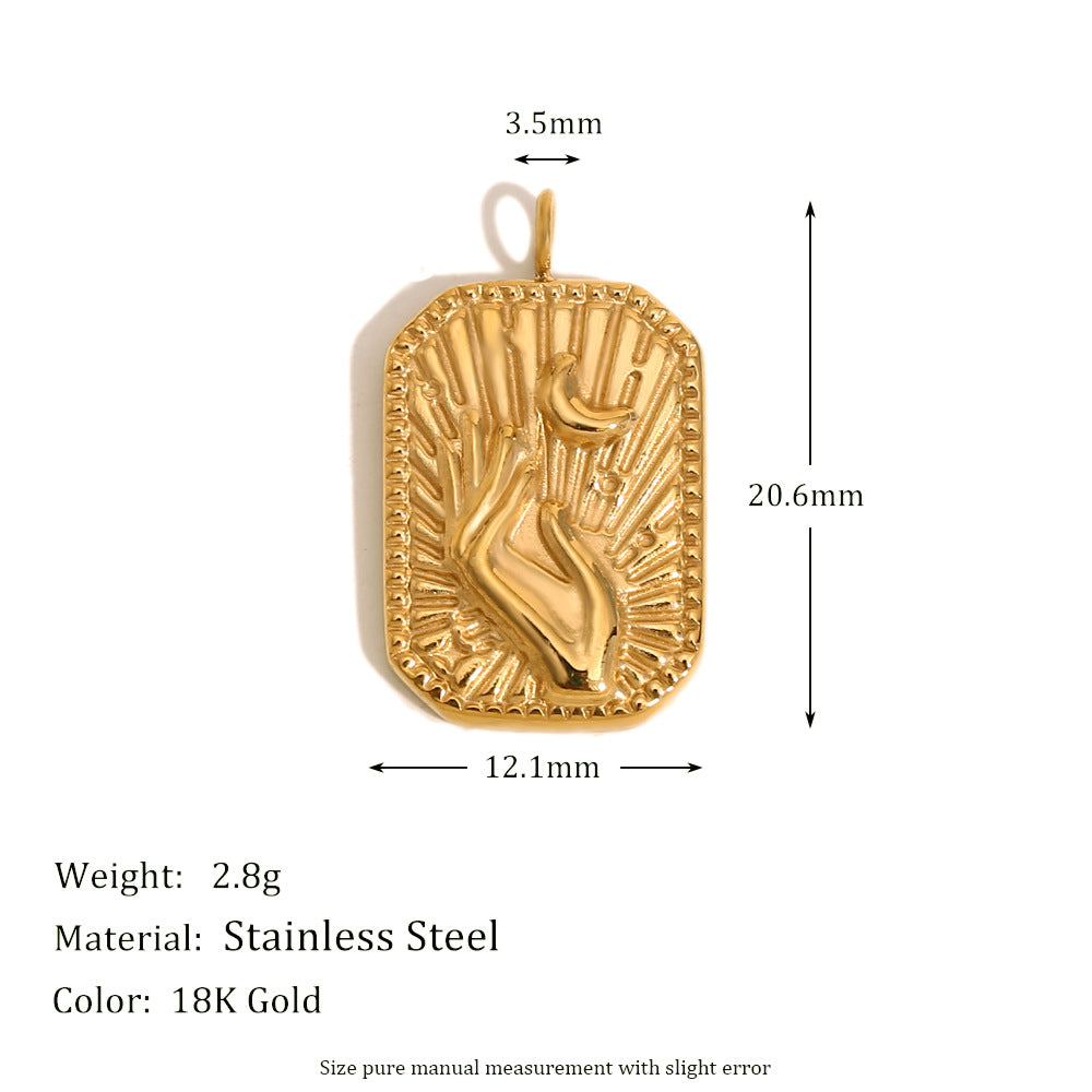 Wholesale Gold Waterdrop Rose Pattern Tile Pendant
