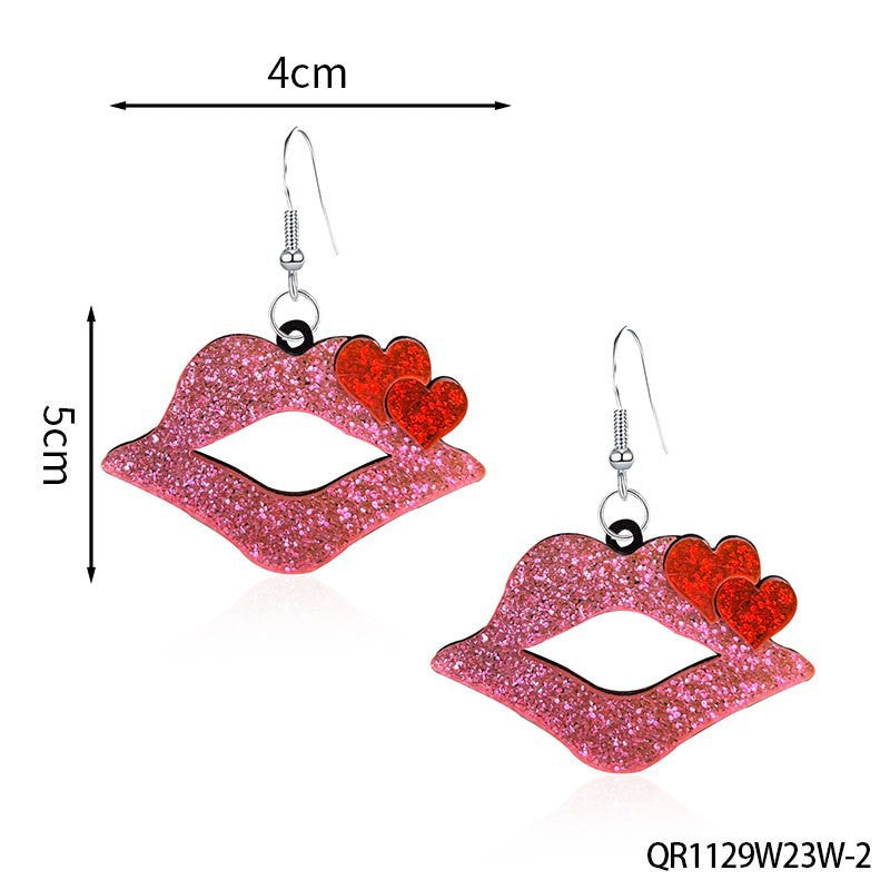 Wholesale Valentine' s Day Sparkling Three Series Heart shaped Acrylic Earrings
