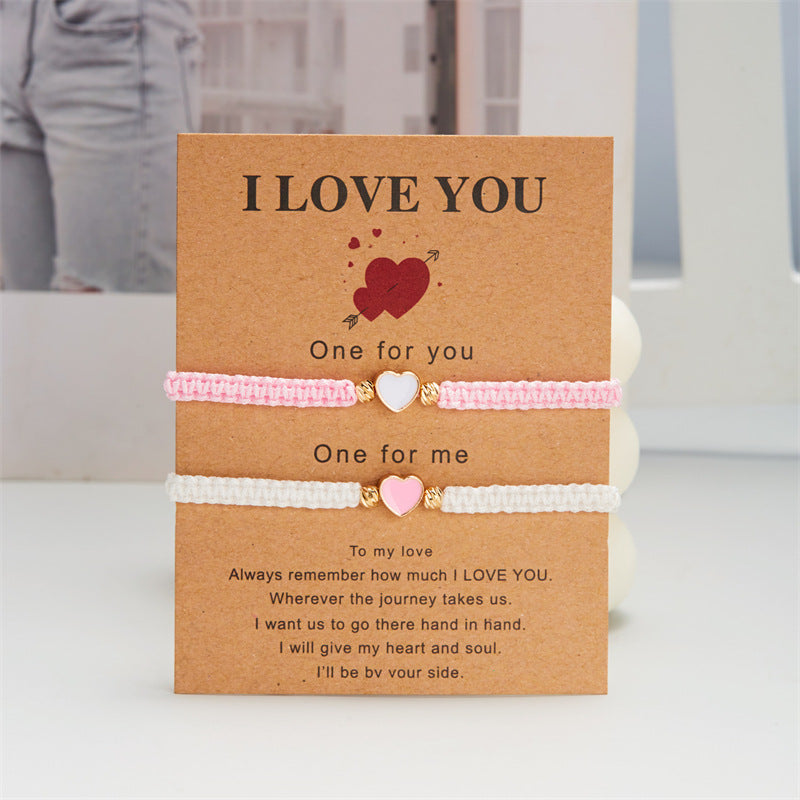 Wholesale new simple dripping heart-shaped woven bracelet Valentine's Day gift sister friendship adjustable bracelet