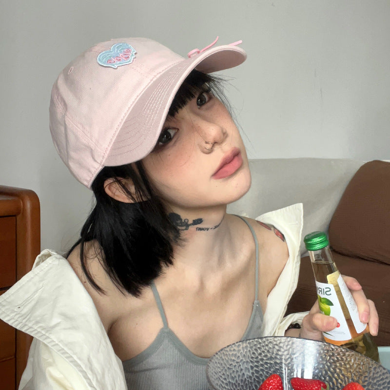 Wholesale Heart Embroidered Bow Baseball Cap