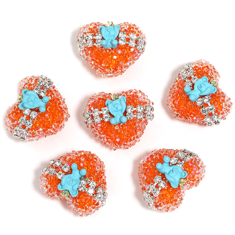 Wholesale 5pcs/pack Rhinestone Crown Bear Love Beads Shiny Sugar Beads