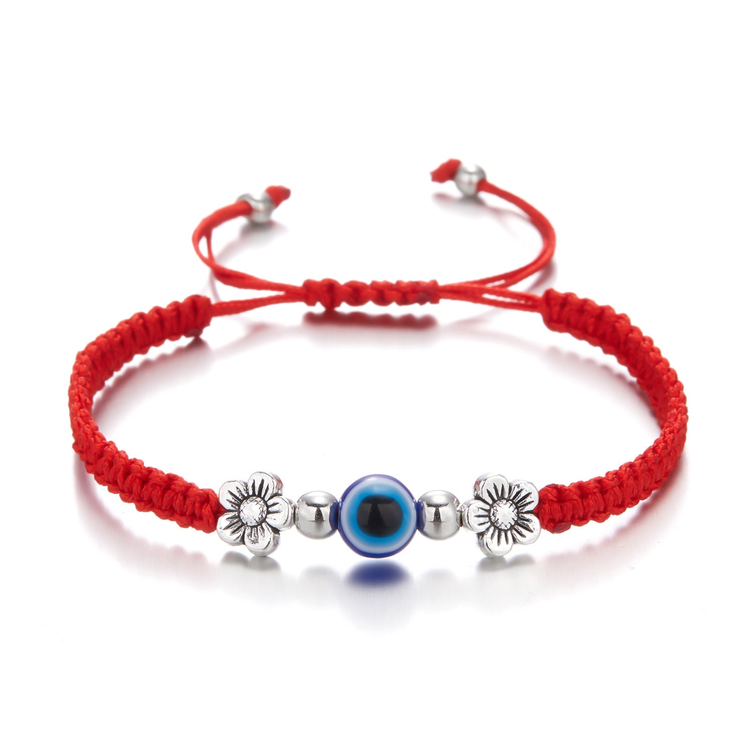 Wholesale Evil Eye Hand Palm Blue Eyes Red Rope Braid Adjustable Alloy Bracelet