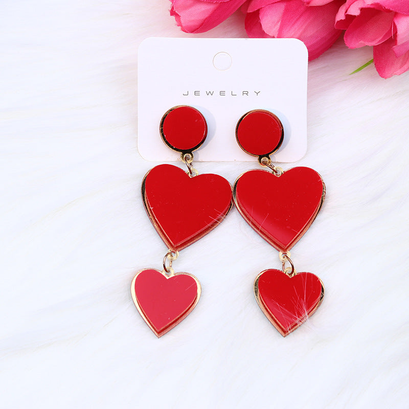 Wholesale Mother's Day Acrylic Love Double Layer Earrings
