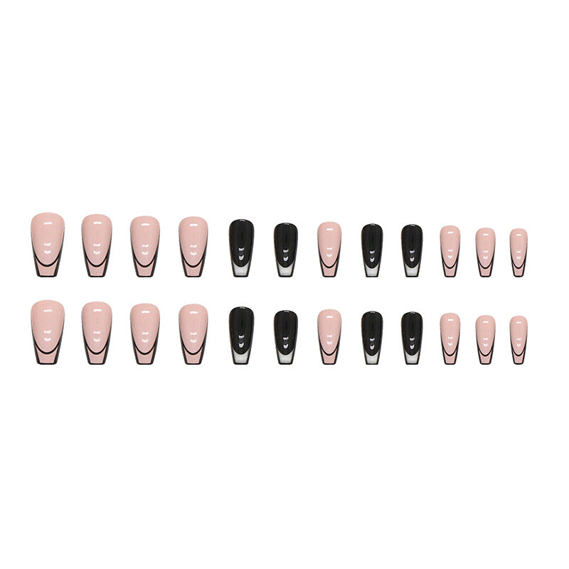 Wholesale Black Pink Solid Color Transparent French Nail Stickers