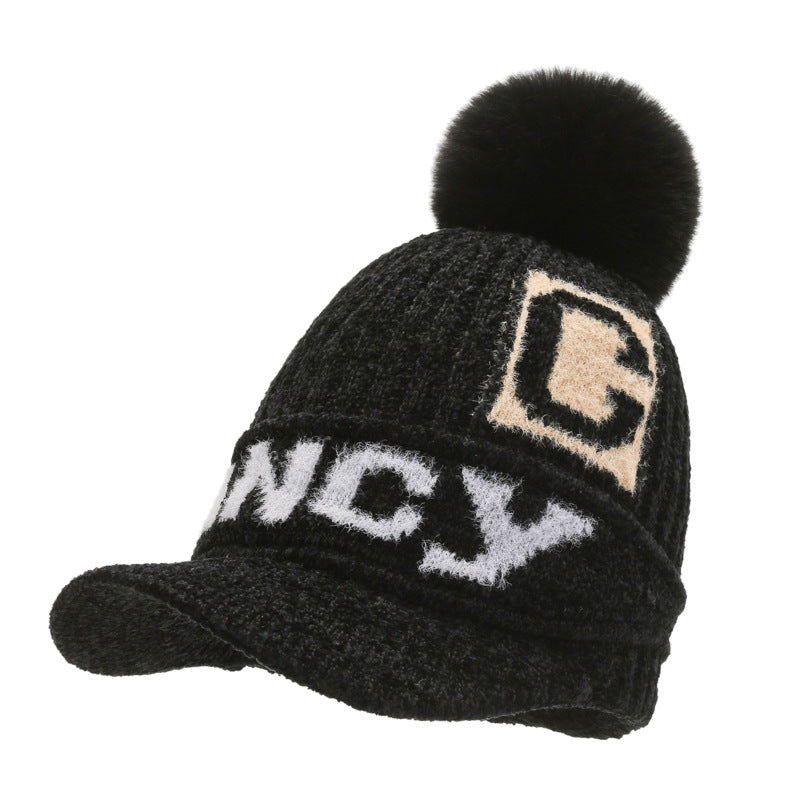 Wholesale of New Winter Plush and Warm Cute Fur Ball Wool Hats