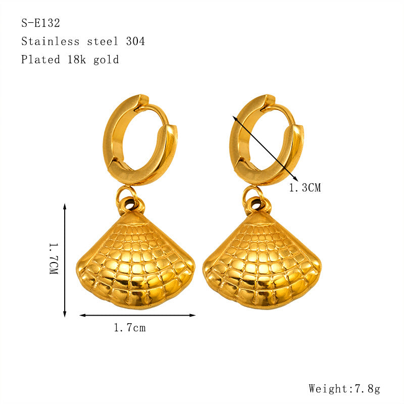 Wholesale Gold Turtle  Conch Starfish  Crab Pendant Titanium Steel Earrings