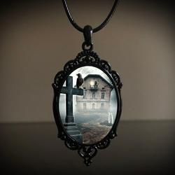 Wholesale Vintage Gothic style bat castle crow cross blood black cat church cemetery vampire vintage necklace