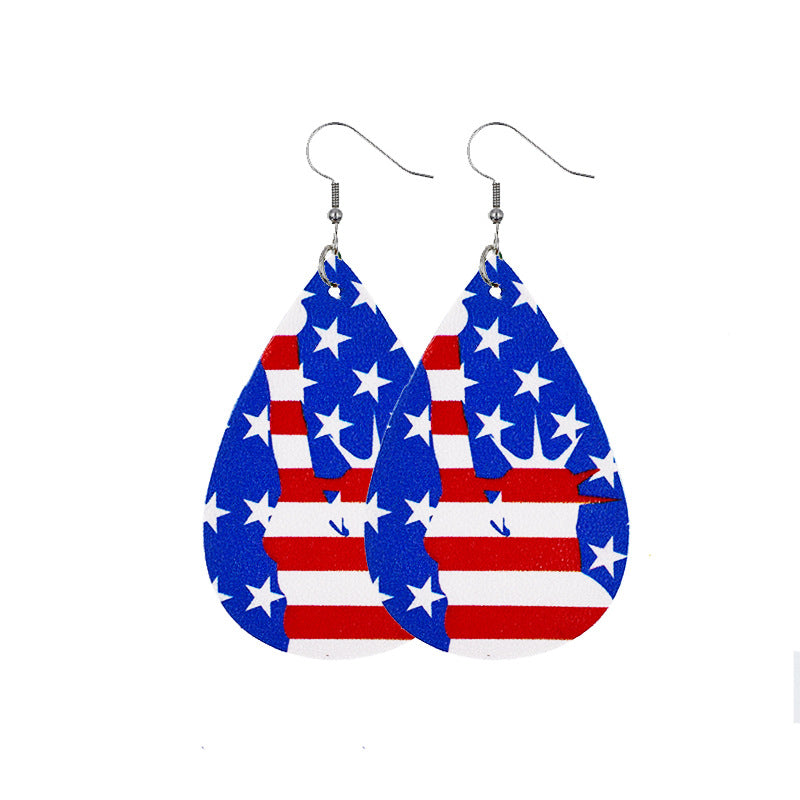Wholesale American Independence Day Leather Earrings