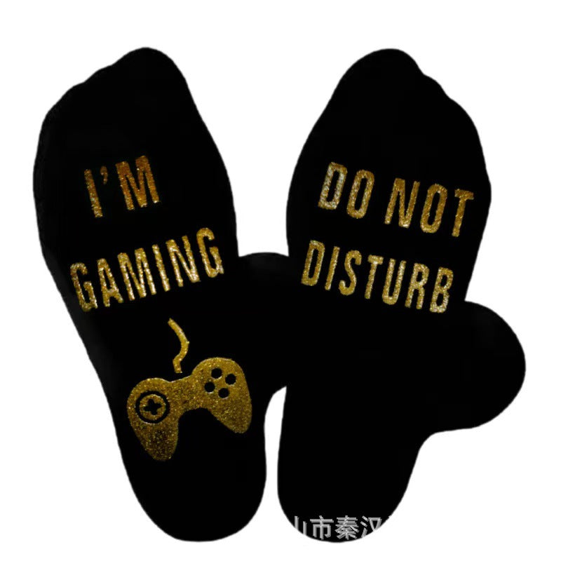 Wholesale of European and American Cotton Medium Cylinder Letter Anti Slip Adhesive Socks