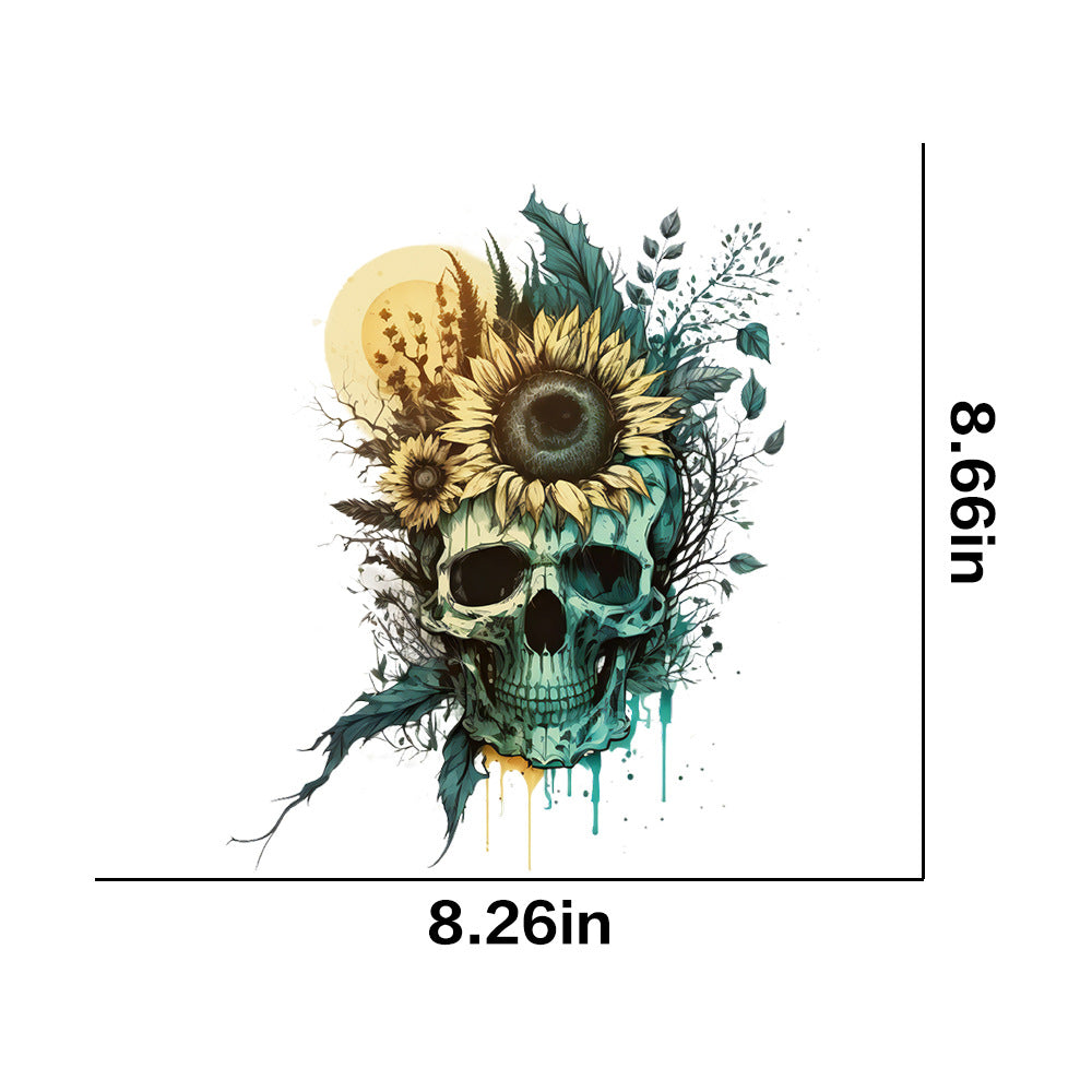 Wholesale 10pcs Colorful Flower Skull UV DTF Ready to Press Transfers Wraps