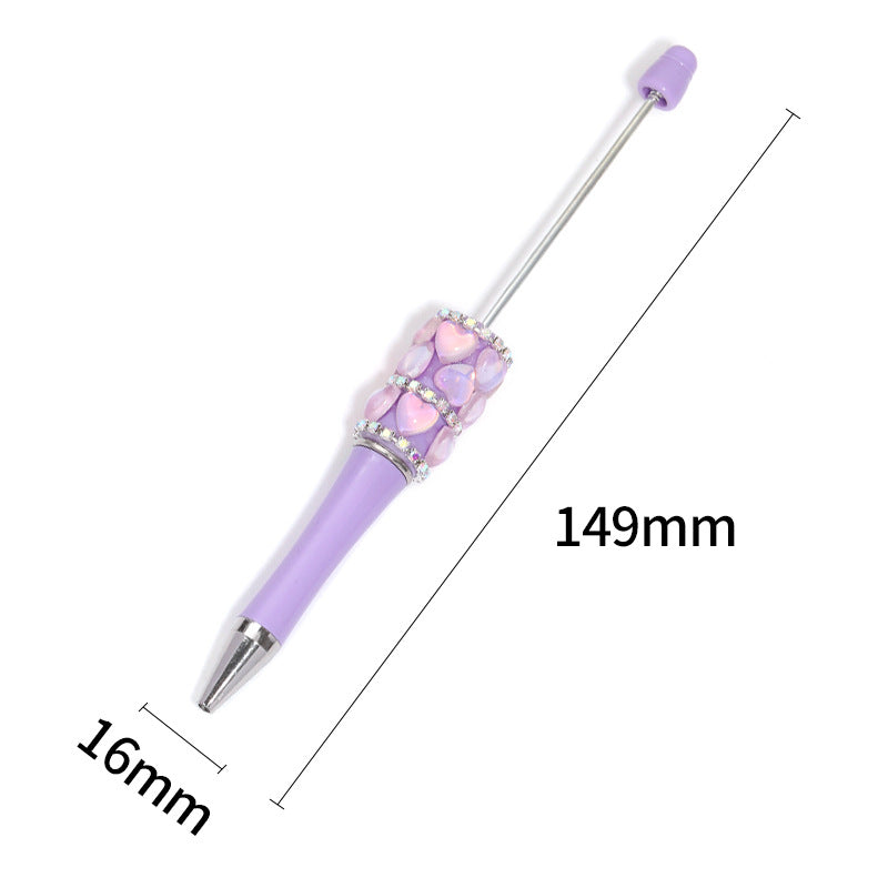 Wholesale 5PCS/Pack Creative Aurora Mermaid Love Sugar Pen  Heavy DIY Beaded Pen Rotating Bead Pen Ballpoint Pen
