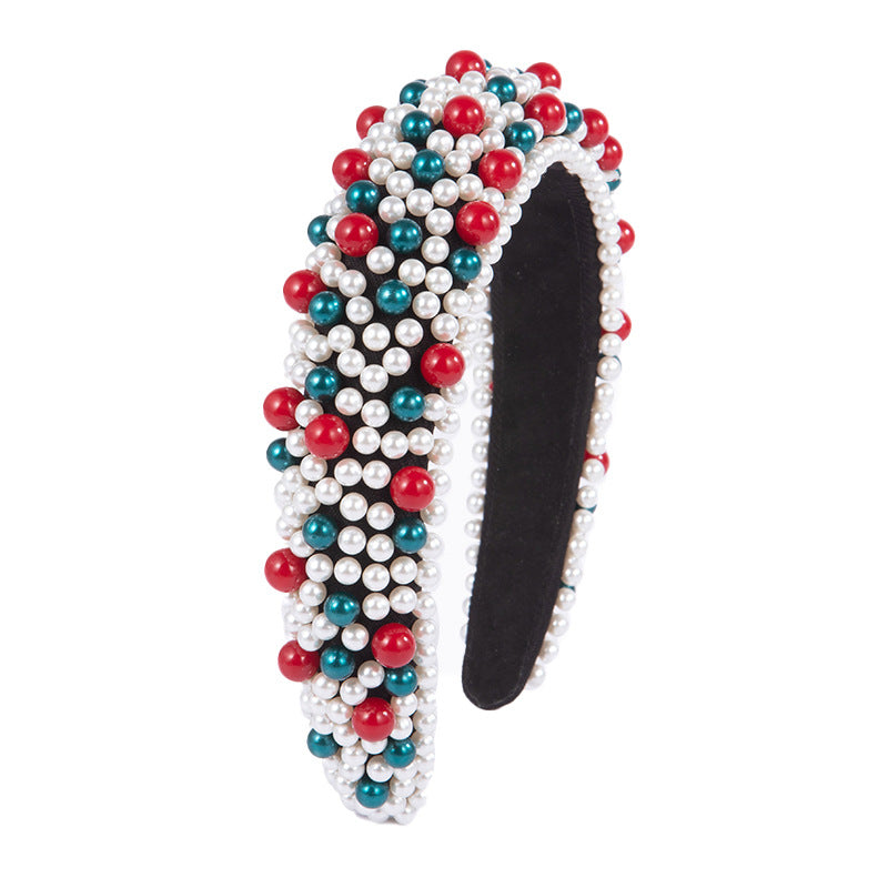 Wholesale Heavy Industry Headband Baroque Sponge Pearl Wide Brim Headband