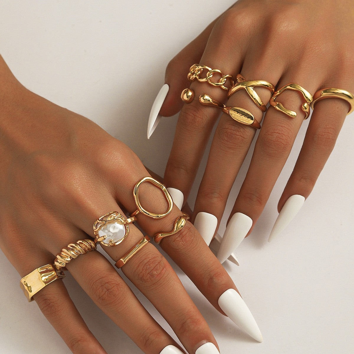 Wholesale Geometric Retro Irregular Diamond Set Ring Set