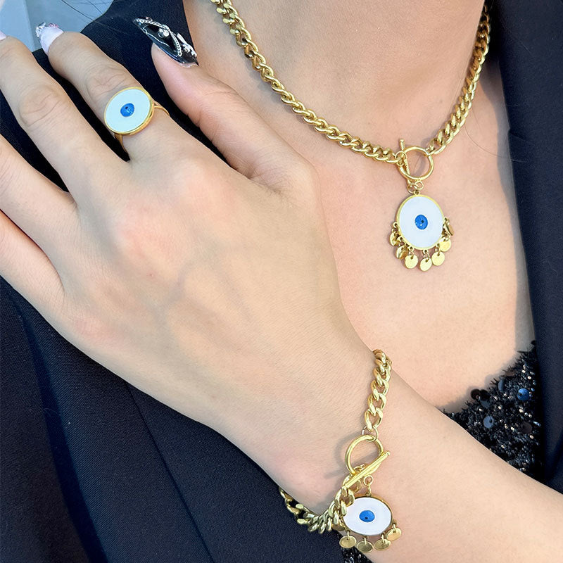 Wholesale ancient special titanium steel real gold tassels do not fade jewelry set earrings