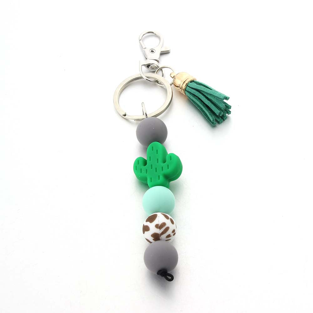 Wholesale Cartoon Cactus Food Grade Silicone Beads Keychain