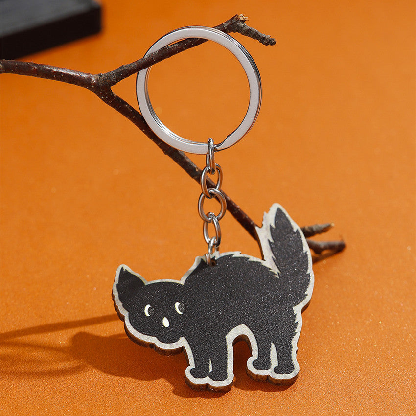 Wholesale Halloween Bat Pumpkin Spooky Spider Skull Cat Wooden Keychain