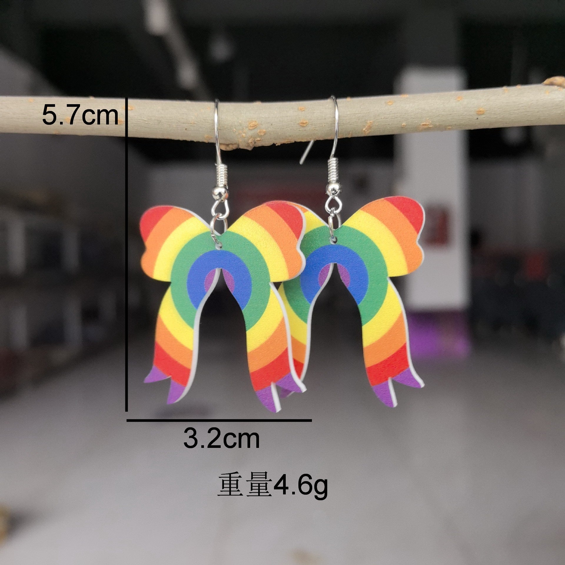Wholesale Rainbow Acrylic Valentine's Day Six Color Bow Earrings
