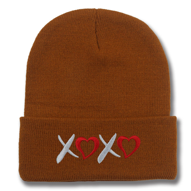 Wholesale Valentine's Day XOXO embroidery knitted hat for men and women couples autumn and winter warm wool hat leisure all-match cold hat tide