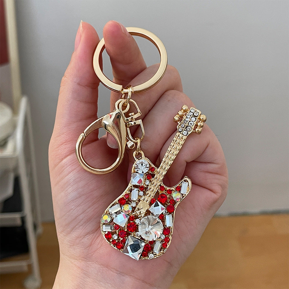 Wholesale diamond-encrusted guitar keychain