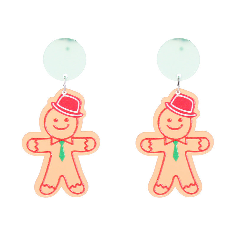 Wholesale Christmas Snowflake House Christmas Tree Gingerbread Man Acrylic Earrings