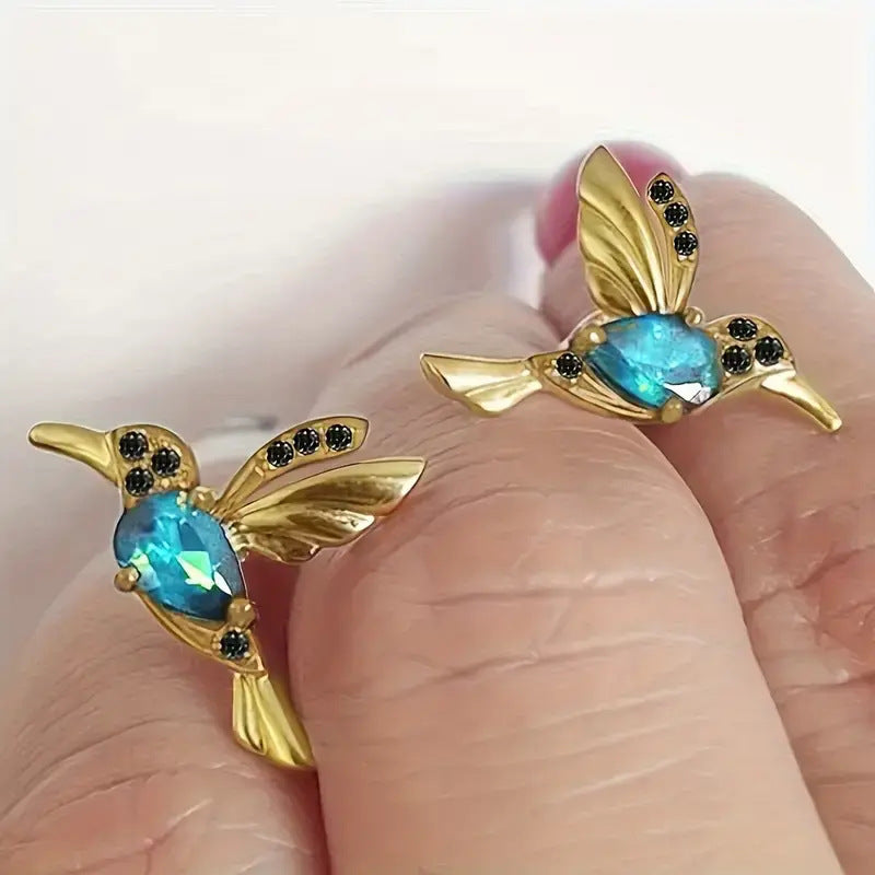 Wholesale Chic Pink Alloy Bird Earrings With Thread Fashion Jewelry Accessory For Resale