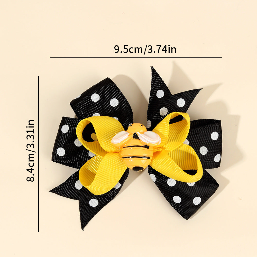 Wholesale 20pcs/pack children' s hair accessories all-match fresh hairpin cute bee ribbon bow hairpin