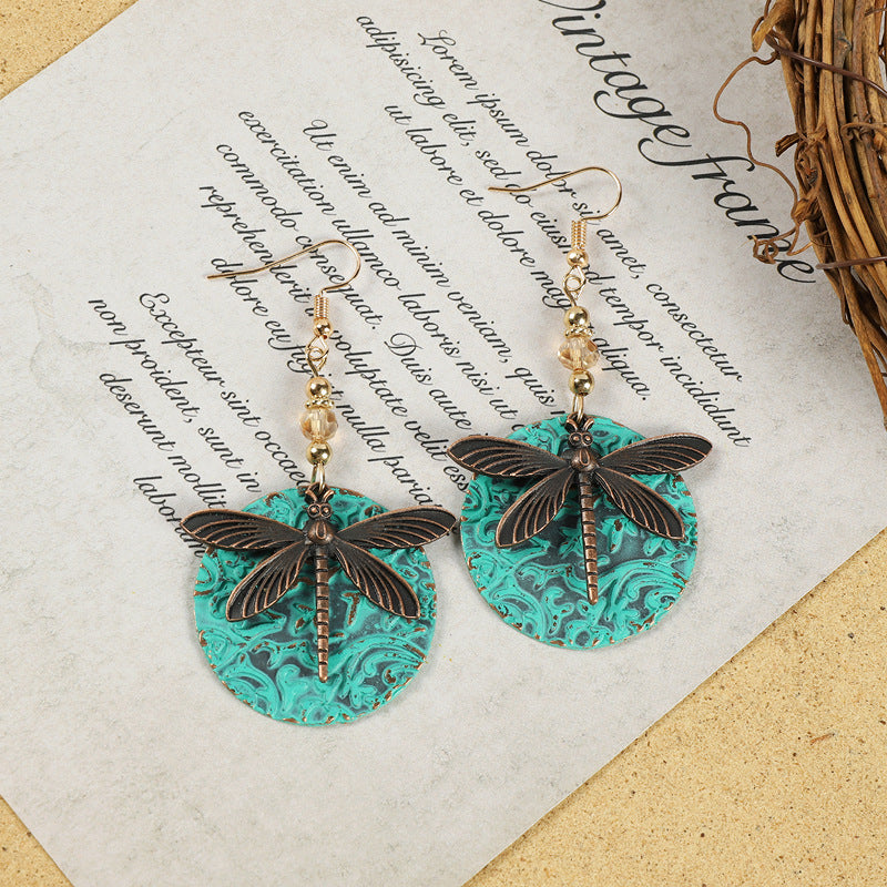 Wholesale Alloy Electroplated Retro Tassel Earrings For Women Ethnic Contrast Color Long Earrings Vacation Style Fashion Accessory