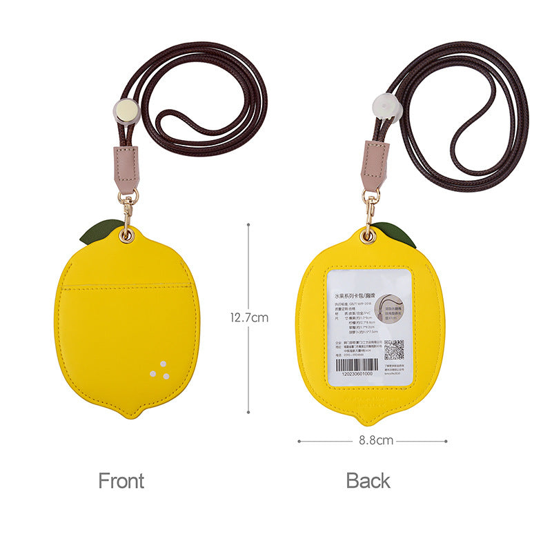 Wholesale Cartoon Fruit ID Leather Lanyard Card Holder Key Chain