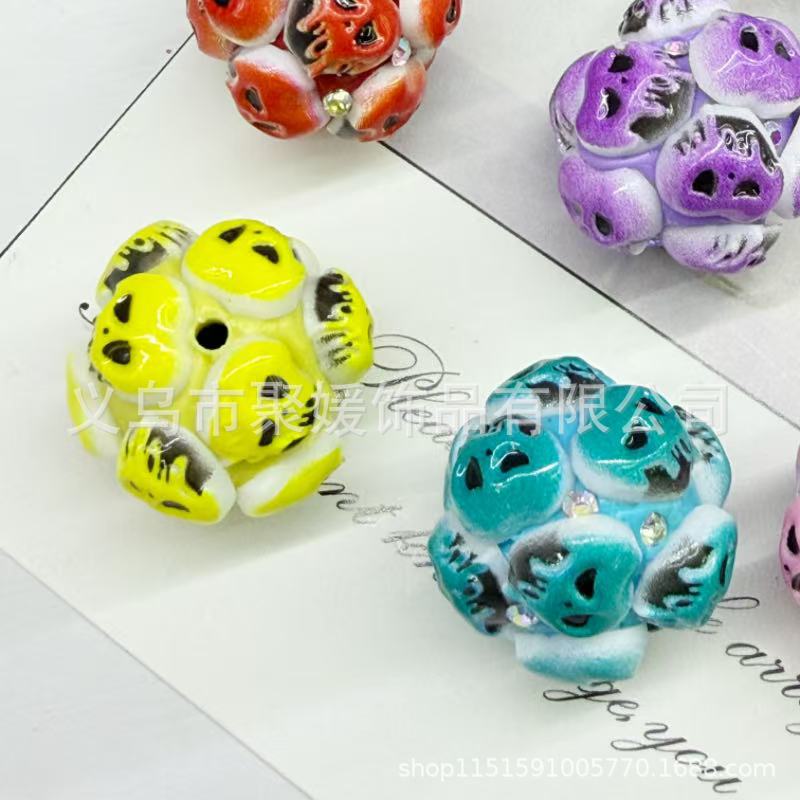 Wholesale 20pcs  Ghost Head Wearable Straight Hole 3D Focal Beads