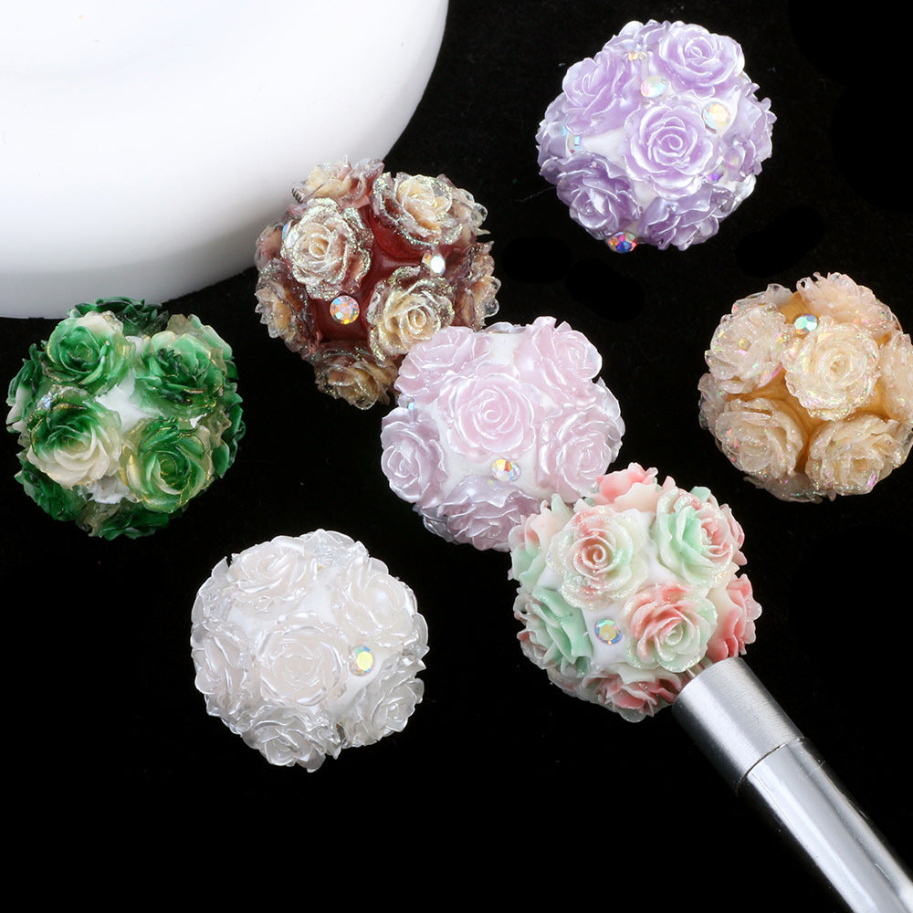 Wholesale 6pcs/pack  Luminous  Soft Flower DIY Wearable Straight Hole Beads