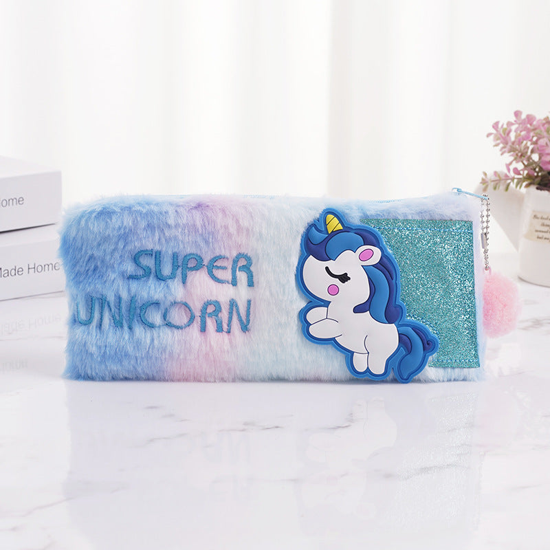 Wholesale Unicorn Colorful Plush Pen Bags