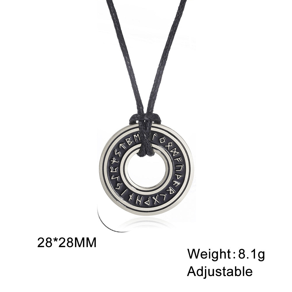Wholesale Vintage Viking Circle Pendant Stainless Steel Men's Necklace