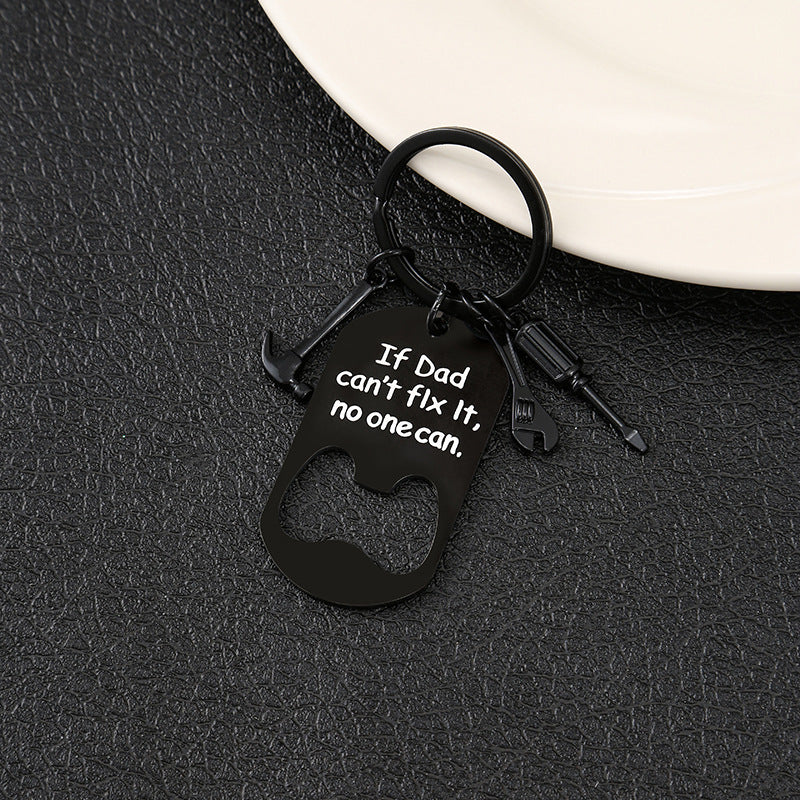 Wholesale Stainless Steel Father's Day Bottle Opener Laser Engraving Gift Keychain