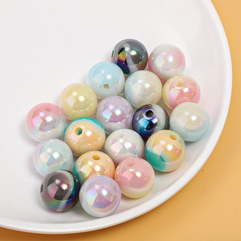 Wholesale 10PCS Gradient Girl Macaron Round Acrylic Beads