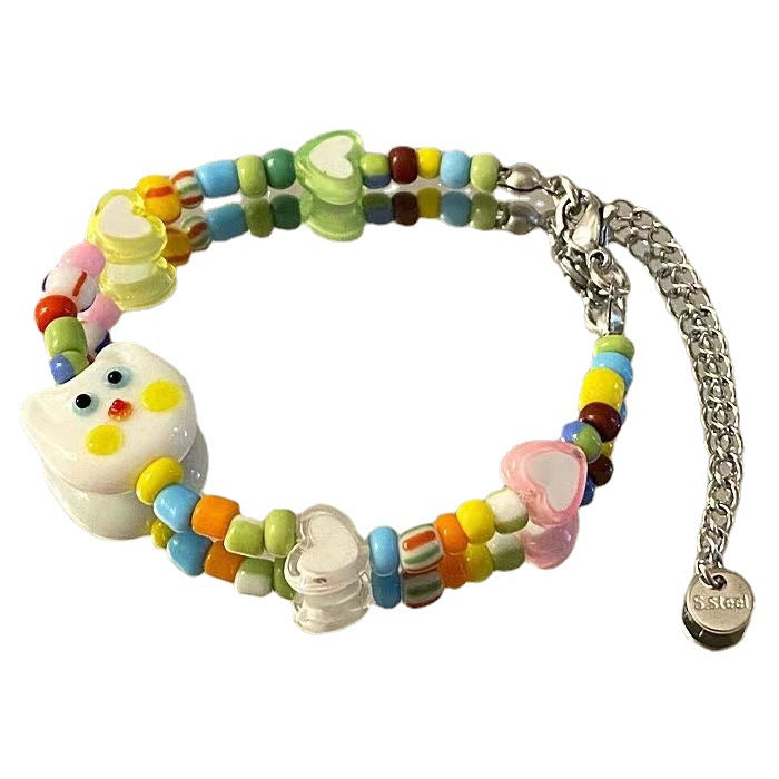 Lindo gato de amor al por mayor Beads Pulsera de vidrio