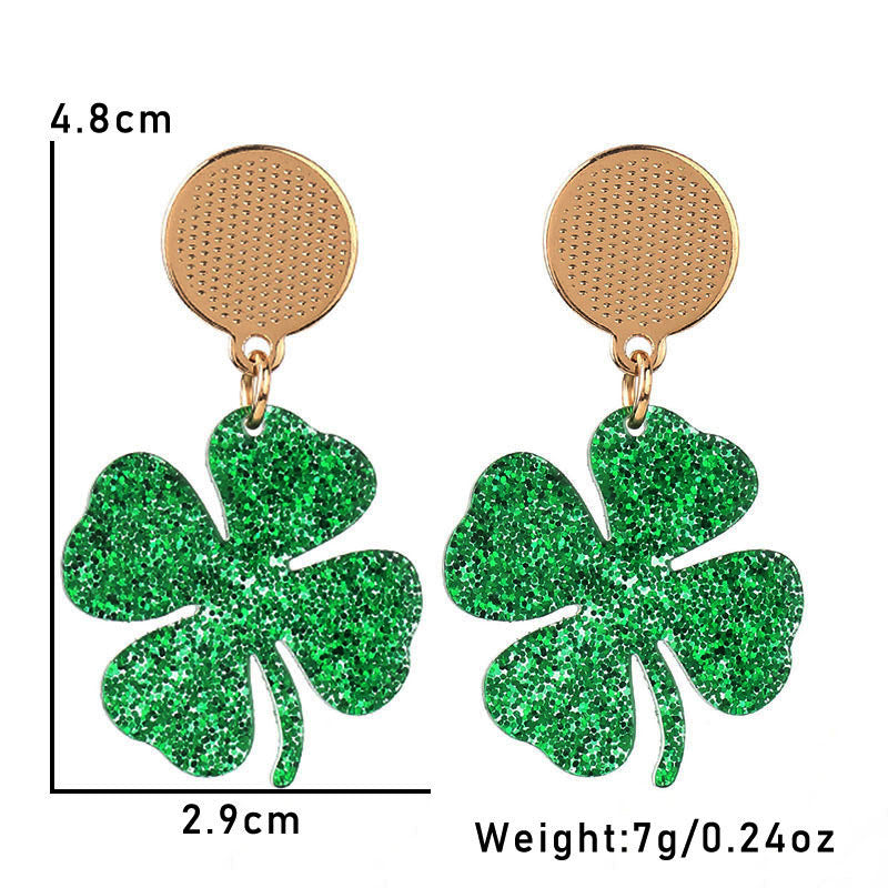 Wholesale Green shamrock St.  Patrick' s Day Acrylic Earrings