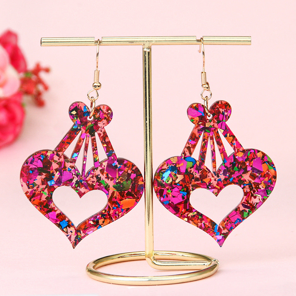 Wholesale Love Series Earrings Sweet Romantic Colorful Shiny Love Creative Earrings Valentine's Day Gift