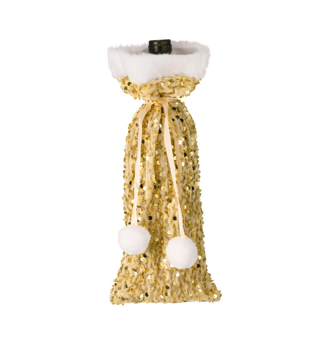 Wholesale New Christmas Glitter Bar Home Plush Wine Bottle Bag