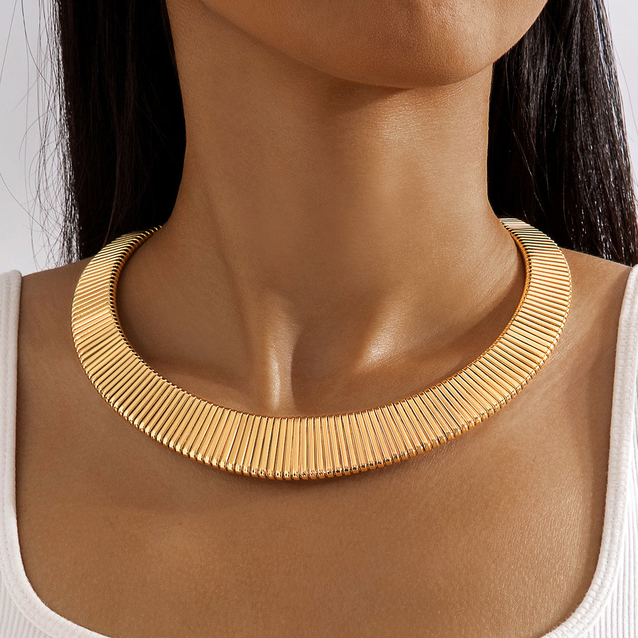 Wholesale temperament metal wide plain ring necklace