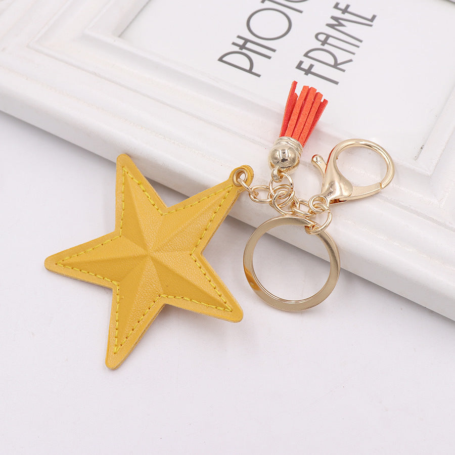 Wholesale Leather Tassel Pentagram Keychain