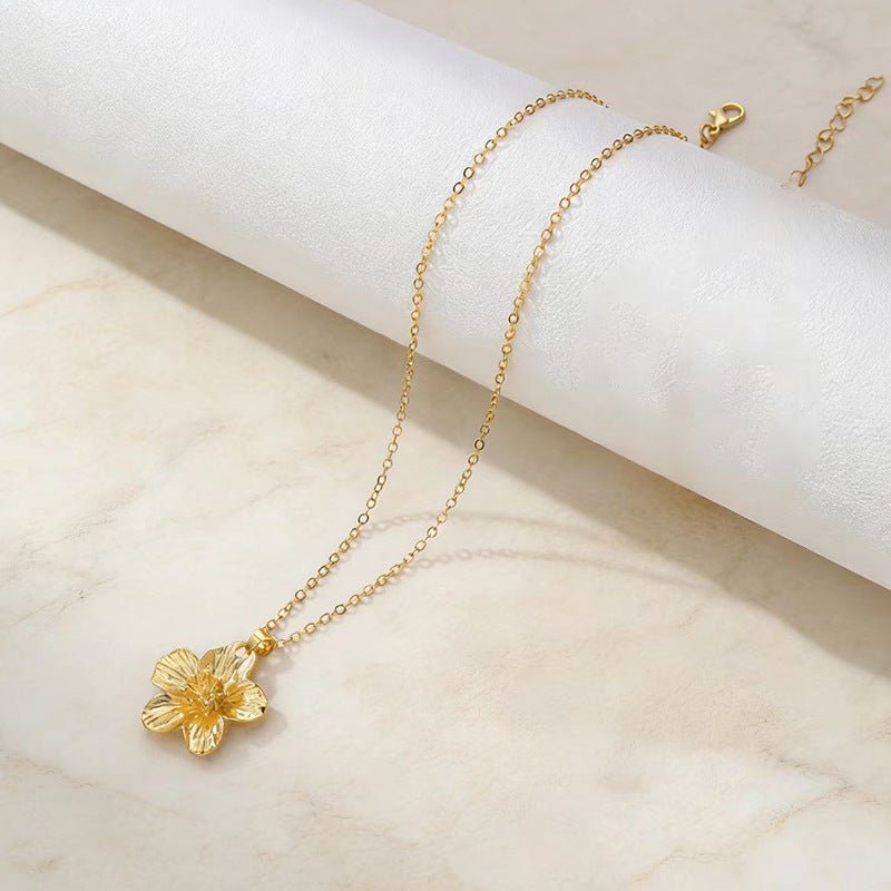 Wholesale gold flower necklace and earring set niche design floral necklace