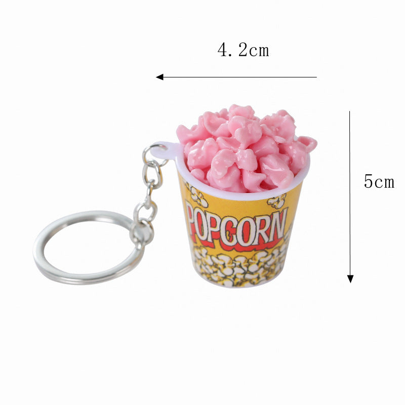 Wholesale Simulation food popcorn bucket keychain
