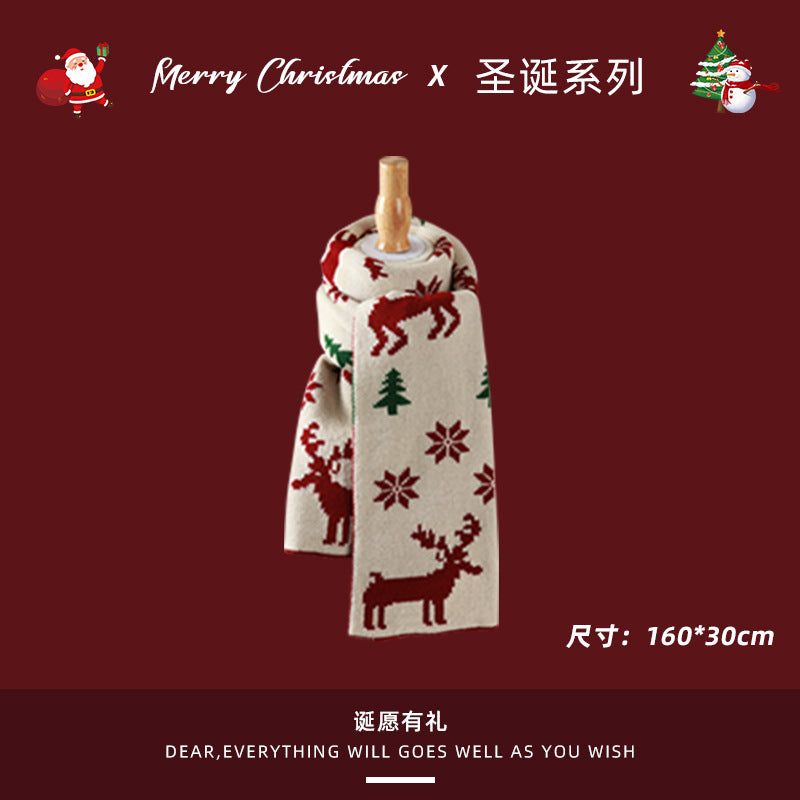 Wholesale Christmas Deer Winter Warm Plaid Scarves