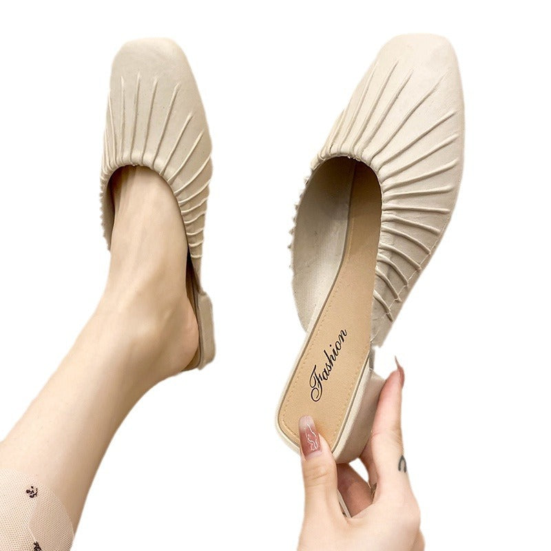 Wholesale Lazy Closed Toe No Heel Versatile Fashion Outdoor Low-heeled Slippers