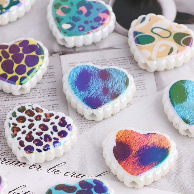 Wholesale 20pcs Contrast color love straight hole loose beads DIY mobile phone chain key chain accessories