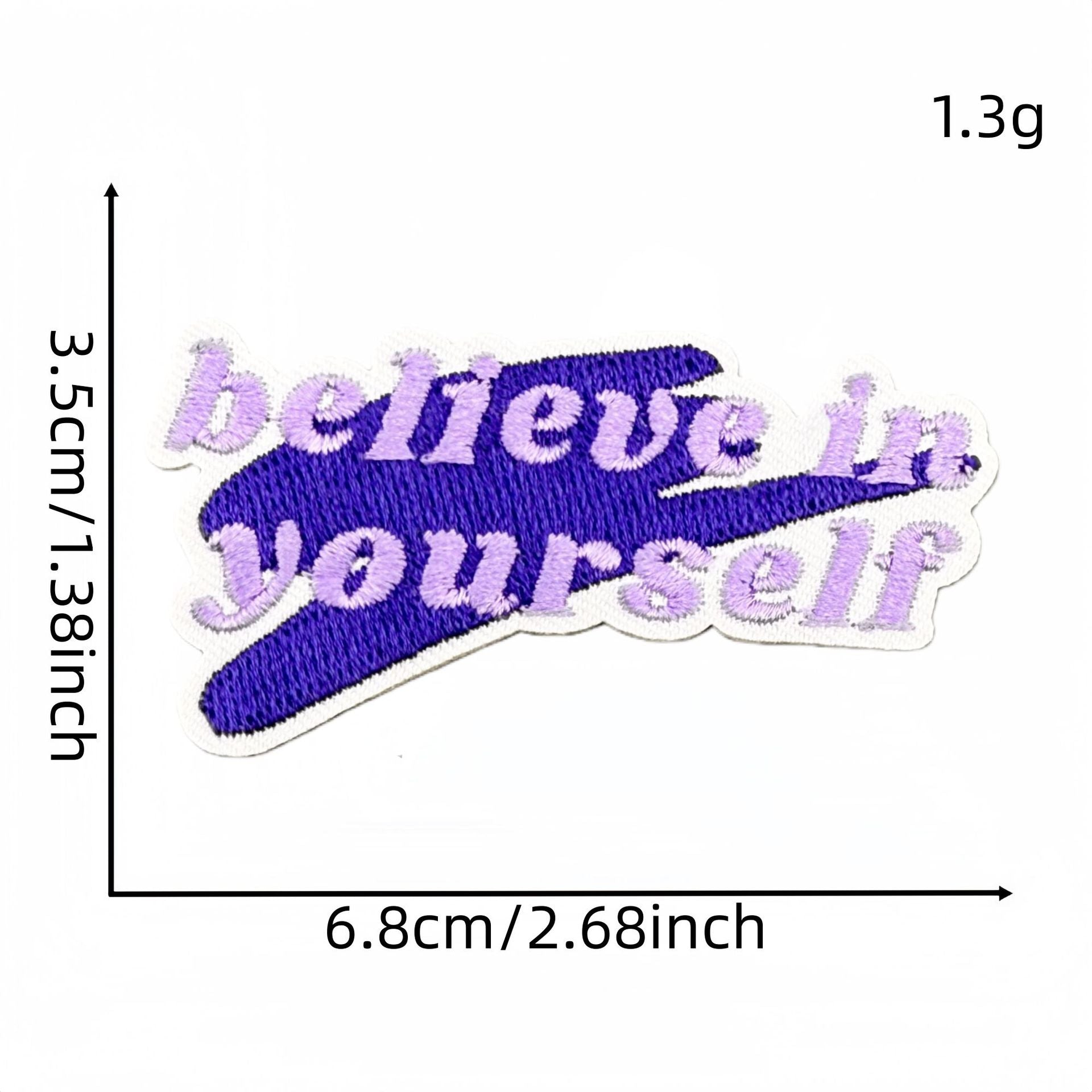 Wholesale Purple Graffiti Inspirational Embroidered Patch Iron On Applique For Clothing Bags DIY Craft