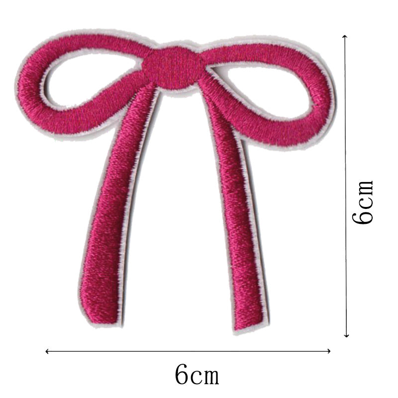 Wholesale Pink bow embroidery DIY Patches