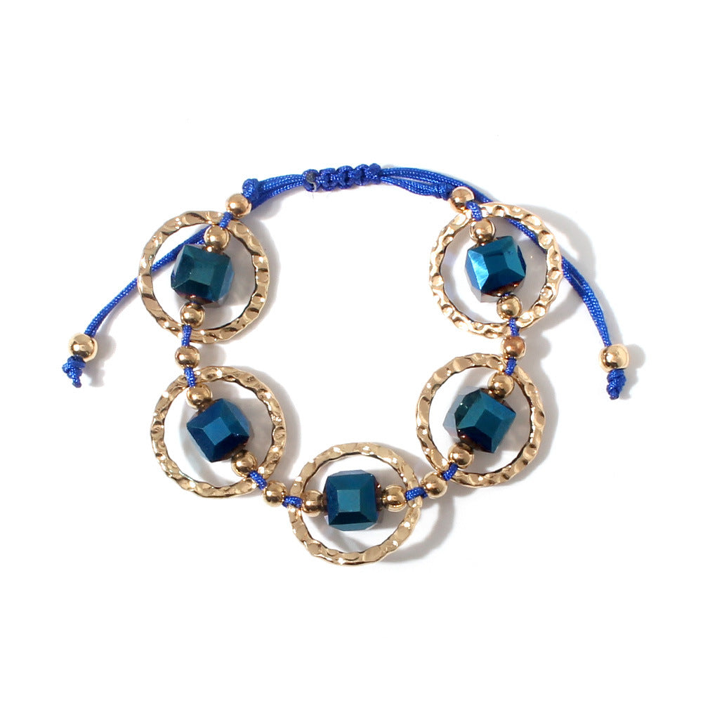 Wholesale Fashion Handwoven Red Rope Square Crystal Bracelet