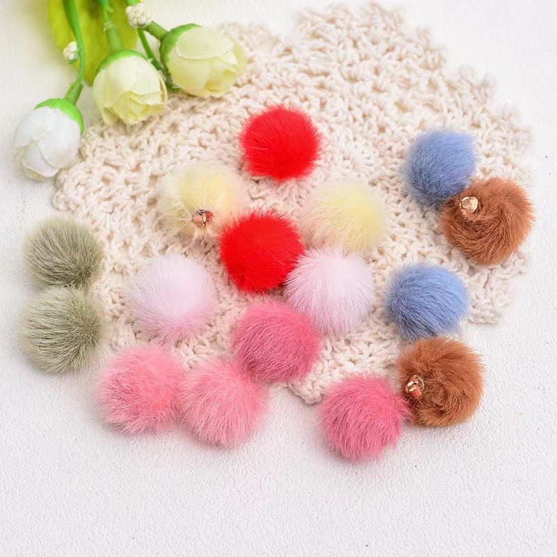 Wholesale 15MM long hair ball diy beads earrings necklace accessories