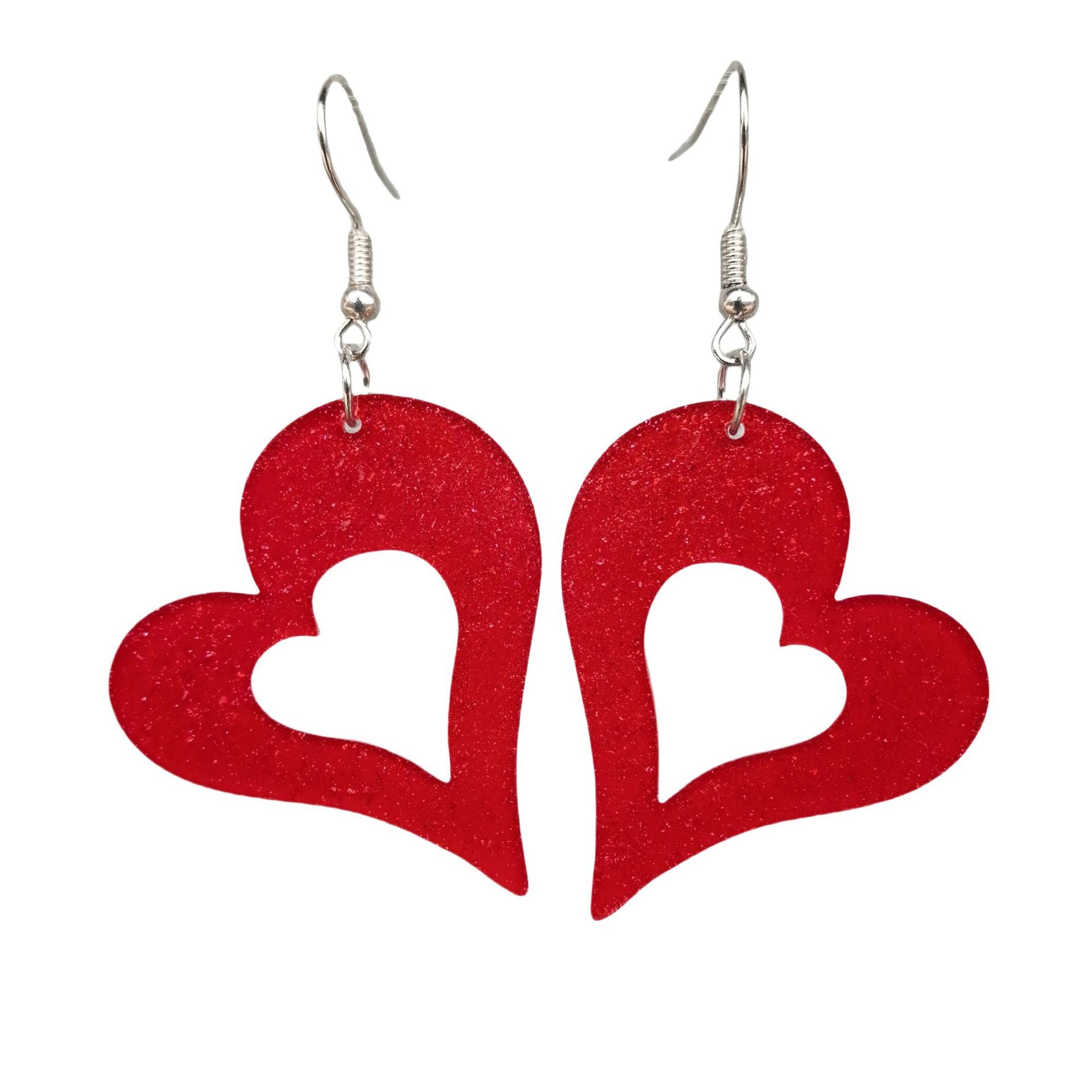 Wholesale Acrylic Valentine's Day Series Pink Red Sequins Love Simple Cute Sweet Peach Heart Pendant Earrings